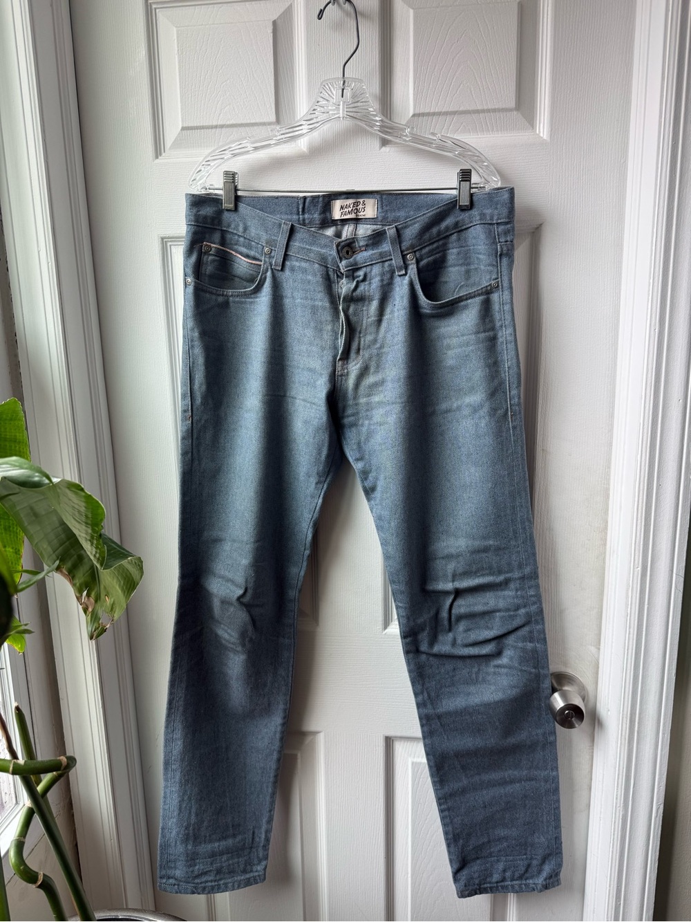 Naked & Famous Denim Light Blue Slim Straight Jeans